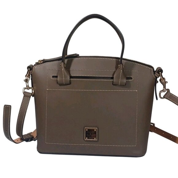 NEW Sales Sample Dooney & Bourke Beacon Domed Satchel BBECN1469 Taupe Brown - Picture 7 of 10